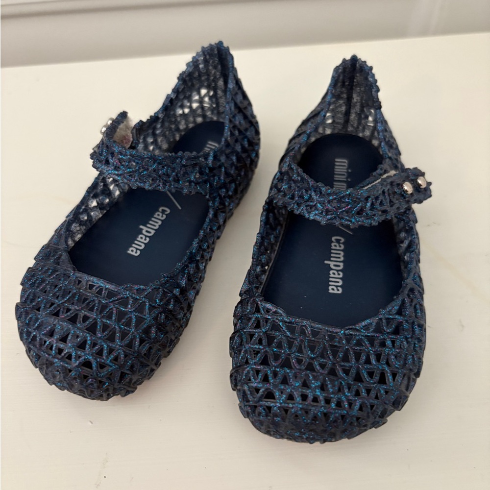 Mini Melissa Campana Navy Kids Dress Shoes Sz 7